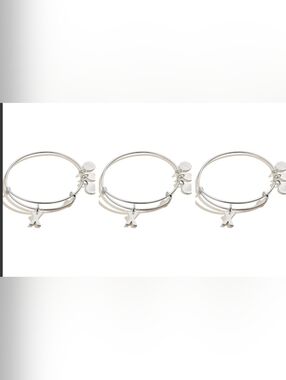 3 Alex and Ani Silver Initial X Charm Bangle Trio Bracelets